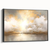 Framed abstract landscape wall art in a black frame, showcasing vibrant colors and dynamic patterns, perfect for modern home decor and artistic flair.