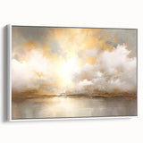Framed abstract landscape wall art featuring soft pastel colors, set against a white background, ideal for modern home decor enhancement.