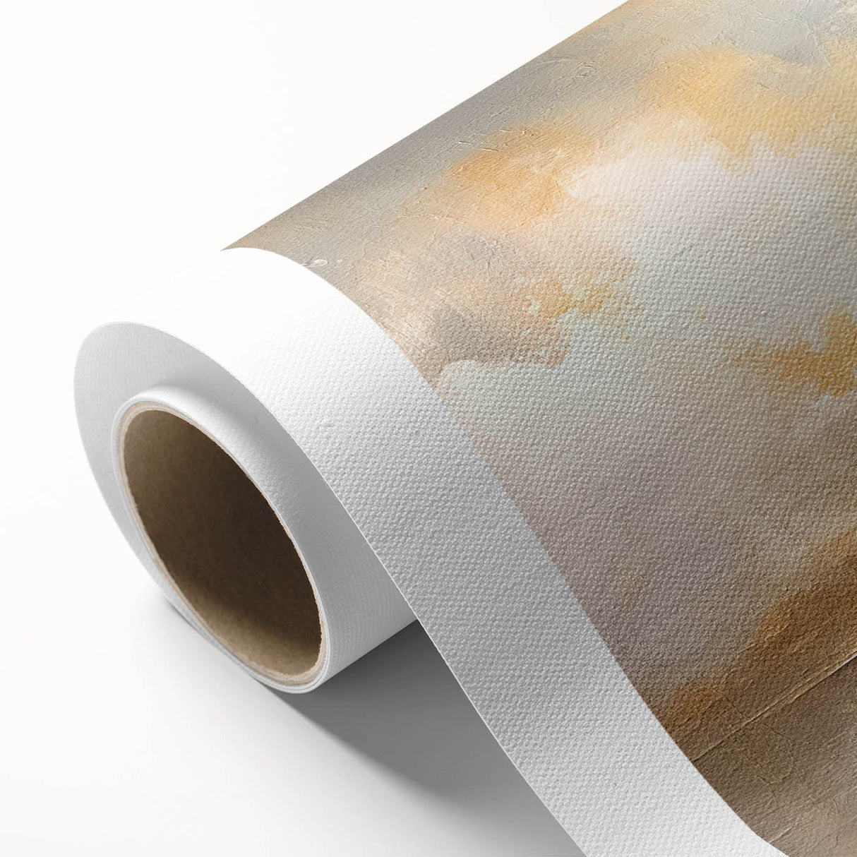 Abstract landscape wall art on rolled canvas, showcasing vibrant colors and dynamic shapes, ideal for modern home decor. Packaged securely in a cardboard tube for easy shipping and display.