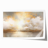 Abstract landscape wall art print featuring vibrant colors and fluid shapes, ideal for modern decor. The rolled artwork showcases a dynamic blend of blues and oranges, perfect for enhancing any living space.