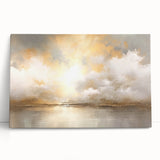Abstract landscape wall art on stretched canvas, featuring vibrant colors and flowing shapes, creating a serene and modern atmosphere for home decor.