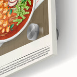 Large abstract wall art on acrylic featuring assorted food dishes in soft pastel shades, ideal for dining room decor.