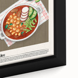 Extra large framed canvas featuring a close-up of assorted colorful dishes on a black background.