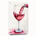 Large abstract wall art on acrylic glass depicting vibrant food and drink motifs, ideal for dining room decor.