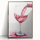 Mid-century modernist art deco poster depicting assorted fruits in bold colors on a gold-framed acrylic.