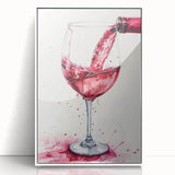 Large art print of mid-century modernist food and drinks on a white acrylic framed panel, suitable for modern kitchen decor.