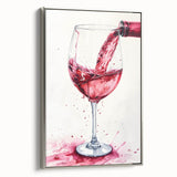 Landscape art painting on framed canvas featuring a colorful vintage poster design, ideal for dining room wall decor.