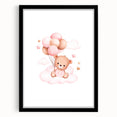 Girls Bedroom Art - Teddy Bear on Cloud Kids Room Wall Decor