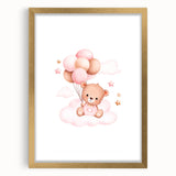 Girls Bedroom Art - Teddy Bear on Cloud Kids Room Wall Decor