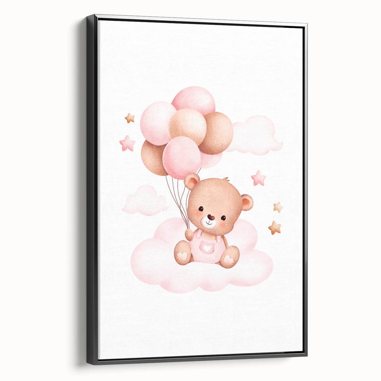 Girls Bedroom Art - Teddy Bear on Cloud Kids Room Wall Decor