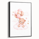 Girls Bedroom Art - Teddy Bear on Cloud Kids Room Wall Decor