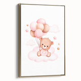 Girls Bedroom Art - Teddy Bear on Cloud Kids Room Wall Decor