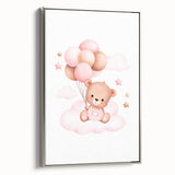 Girls Bedroom Art - Teddy Bear on Cloud Kids Room Wall Decor