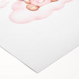 Girls Bedroom Art - Teddy Bear on Cloud Kids Room Wall Decor