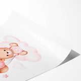 Girls Bedroom Art - Teddy Bear on Cloud Kids Room Wall Decor