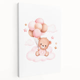 Girls Bedroom Art - Teddy Bear on Cloud Kids Room Wall Decor