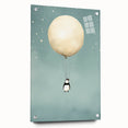 Canvas Art for Kids – Dreamy Penguin Floating with Moon Balloon