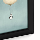 Canvas Art for Kids – Dreamy Penguin Floating with Moon Balloon