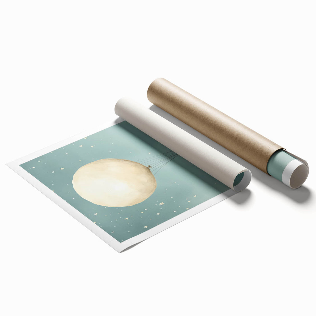 Canvas Art for Kids – Dreamy Penguin Floating with Moon Balloon