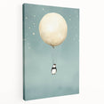 Canvas Art for Kids – Dreamy Penguin Floating with Moon Balloon