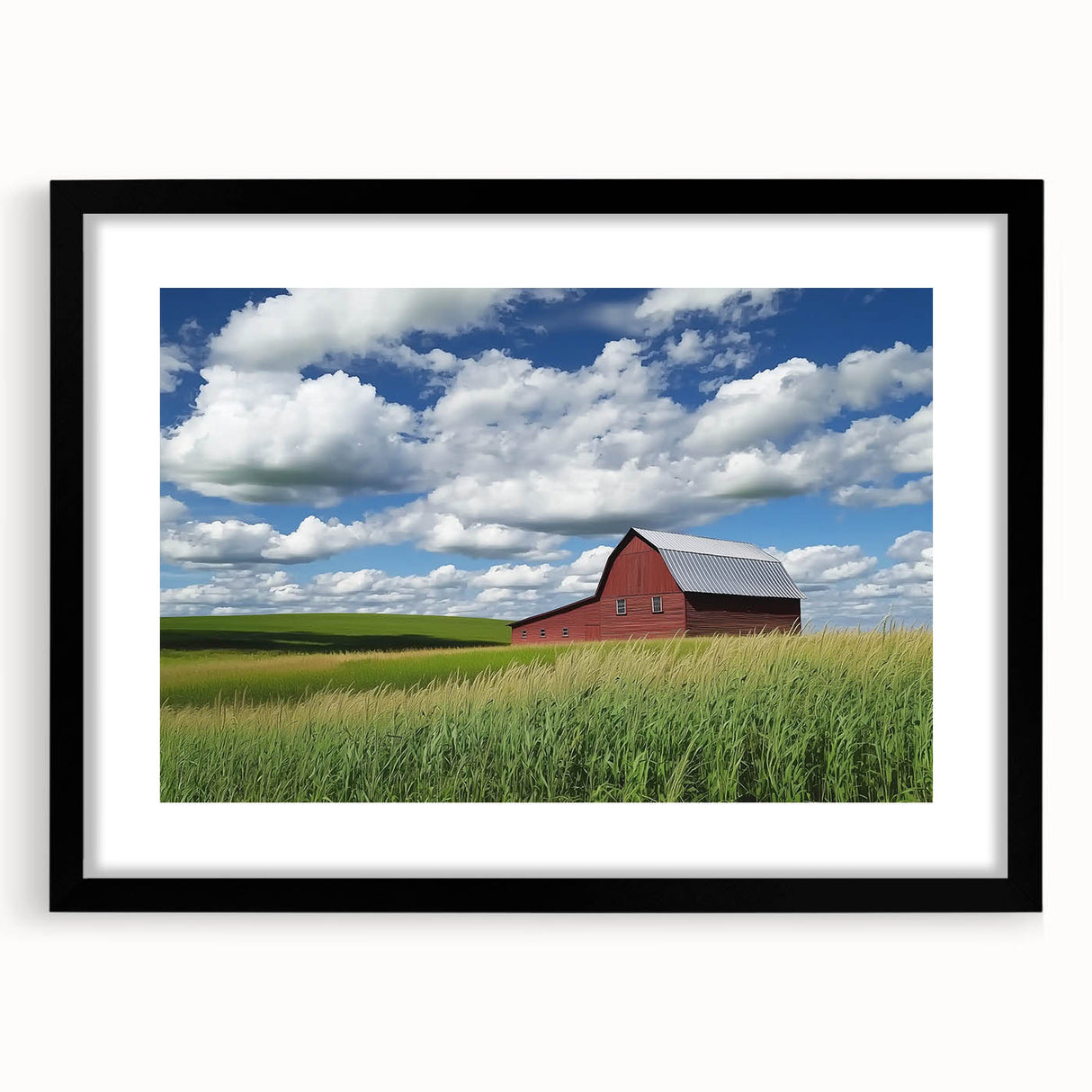 Landscape barn frame in a matte black finish showcasing a modern design, perfect for displaying artwork or photography. Ideal for enhancing home decor with a sleek, contemporary touch.