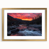 Gold landscape bridge frame with a white mat, showcasing a sleek front view design ideal for modern decor, enhancing any living space with elegance.