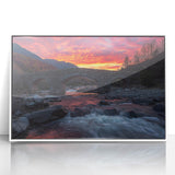 Framed acrylic artwork depicting a serene landscape bridge scene, showcasing vibrant colors and intricate details, perfect for enhancing home decor.