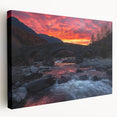 Landscape canvas artwork depicting a serene bridge scene, showcasing vibrant colors and intricate details, perfect for enhancing home decor and art collections.