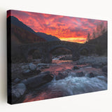 Landscape canvas artwork depicting a serene bridge scene, showcasing vibrant colors and intricate details, perfect for enhancing home decor and art collections.