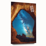 Acrylic glass landscape artwork showcasing vibrant canyons in rich earth tones, side view without pins, ideal for modern home decor or gallery display.