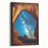 Framed canvas artwork depicting a stunning landscape of canyons in rich earthy tones, showcasing intricate details and textures, ideal for enhancing modern home decor.