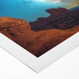 Stunning landscape canvas showcasing vibrant canyons in rich earth tones, beautifully rolled and securely packaged in a protective cardboard tube for easy display.