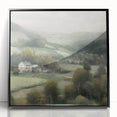 Framed acrylic wall art depicting a serene countryside landscape, showcasing vibrant green fields and a clear blue sky, designed to enhance home decor.