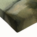 Close-up of a stretched canvas wall art piece showcasing a serene countryside landscape, featuring lush green fields and a clear blue sky, perfect for home decor.