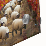 Close-up of a vibrant acrylic landscape art piece depicting a serene countryside scene, showcasing rich colors and intricate details, ideal for home decor.