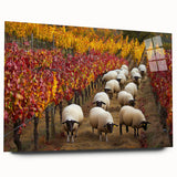 Acrylic landscape art print showcasing a vibrant countryside scene, displayed in a sleek glass frame, perfect for home or office decor. The artwork features lush greenery and rolling hills, adding a touch of nature to any space.