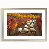 Silver-framed landscape artwork showcasing a serene countryside scene with lush greenery and rolling hills, elegantly matted for a polished presentation. Perfect for enhancing home decor.