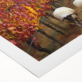 Rolled canvas artwork showcasing a serene countryside landscape, featuring vibrant greens and soft pastel skies, elegantly packaged for easy display and protection.