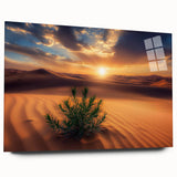 Side view of a desert landscape acrylic glass artwork, showcasing vibrant colors and intricate details, ideal for modern home décor. Perfect for enhancing any interior space.
