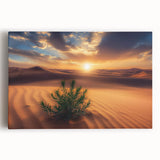 Stretched canvas artwork depicting a vibrant desert landscape with bold colors and intricate details, adding a striking focal point to any room decor.