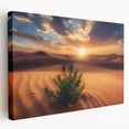 Desert landscape canvas print showcasing vibrant hues of orange and yellow, emphasizing the vastness and beauty of arid scenery, ideal for modern home decor.