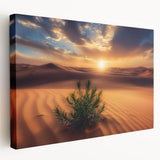 Desert landscape canvas print showcasing vibrant hues of orange and yellow, emphasizing the vastness and beauty of arid scenery, ideal for modern home decor.