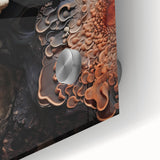 Large abstract wall art on acrylic glass featuring natural elements in muted earth tones, ideal for dining room ambiance.