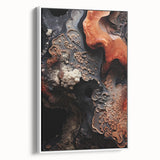 Vintage poster art on framed canvas featuring a close-up of natural elements in vibrant colors, ideal for living room decor.