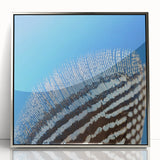 Mid-century modernist art of a silver fox on acrylic, in muted gray tones, ideal for nursery wall decor.