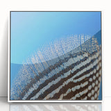 Framed acrylic print of a zebra close-up in grayscale, ideal for modern nursery wall decor.