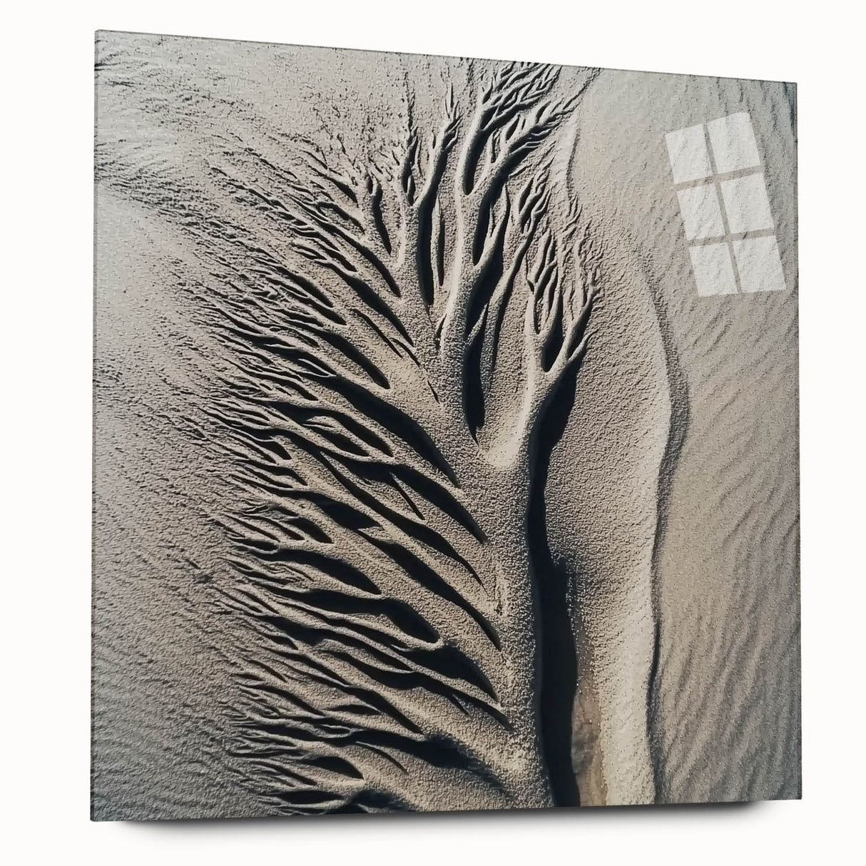 Large abstract wall art featuring nature elements in mid-century modernist style on acrylic glass.