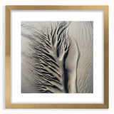 Extra large abstract art print featuring textured swirls in gold and white, framed with a gold mat.