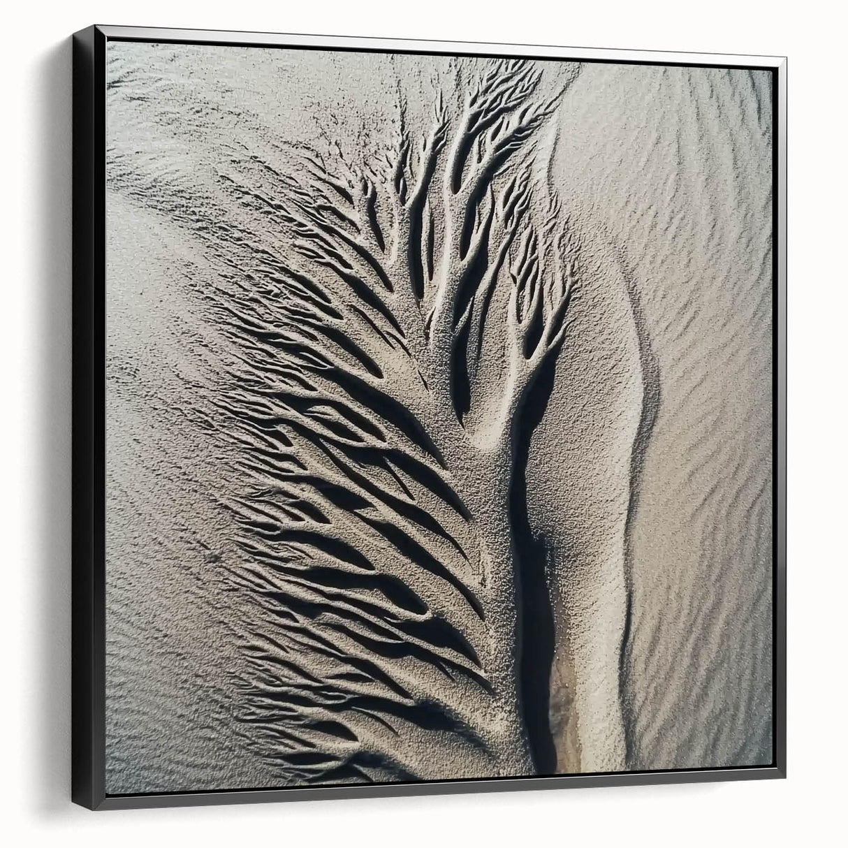 Black and white framed canvas of a detailed tree landscape, ideal for bedroom wall art.