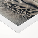 Art deco poster featuring close-up botanical elements in muted green and beige, printed on rolled canvas.